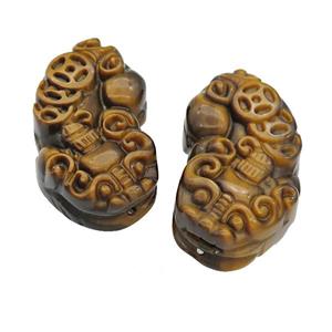 Tiger Eye Stone Pixiu charm pendant, approx 20-35mm