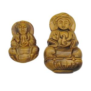 Tiger Eye Stone Buddha Pendant, approx 30-56mm