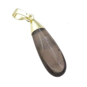 Smoky Quartz teardrop pendant, gold plated, approx 10-35mm