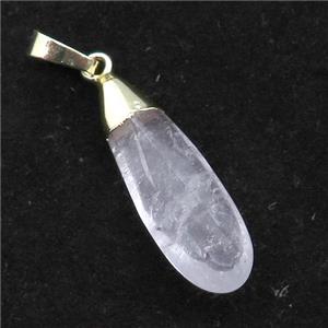 Clear Quartz teardrop pendant, gold plated, approx 10-35mm