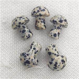 black Dalmatian Jasper mushroom charm, no hole, approx 15-20mm