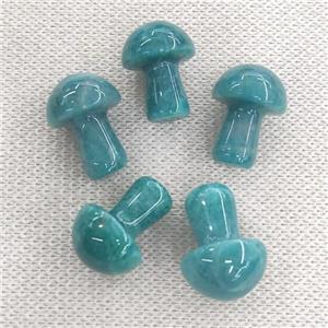 green Russian Amazonite mushroom, no hole, approx 15-20mm