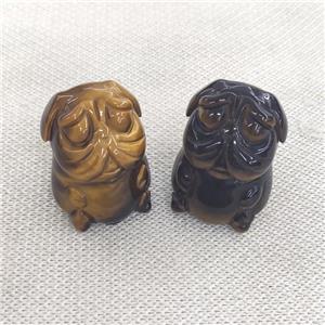 Tiger eye stone Sharpei Dog charm, no hole, approx 22-28mm