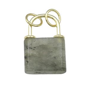 Labradorite Lock pendant, gold plated, approx 18-27mm