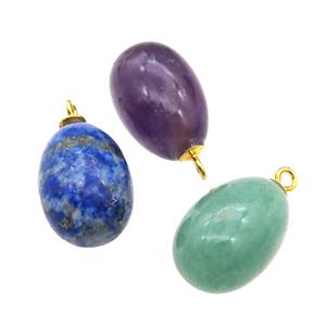 mix Gemstone egg pendant, approx 10-15mm