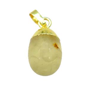 Lemon Quartz egg pendant, gold plated, approx 10-15mm