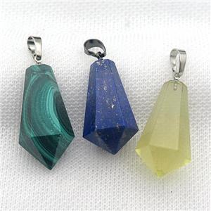 mixed Gemstone pendulum pendant, approx 17-30mm