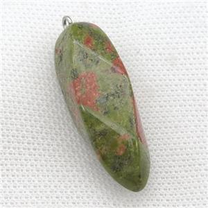 Unakite twist pendant, approx 15-40mm