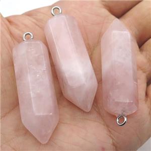 pink Rose Quartz bullet pendant, approx 15-45mm