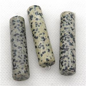 black Dalmatian Jasper column pendant, approx 13-50mm