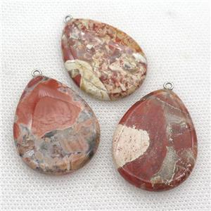 red Jasper teardrop pendant, approx 30-40mm