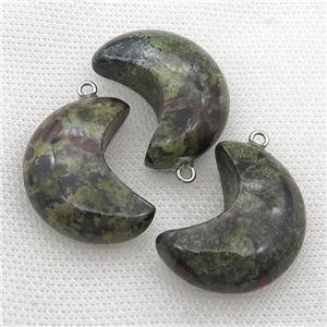 bloodstone moon pendant, approx 14-30mm