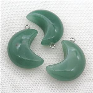 green Aventurine moon pendant, approx 14-30mm