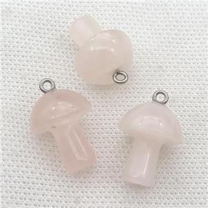 pink Rose Quartz mushroom pendant, approx 15-20mm