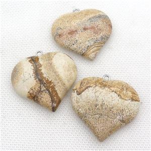 picture jasper heart pendant, approx 35-40mm