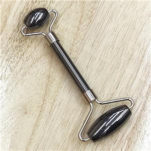 black Roller GuaSha Massage Tools, platinum plated, approx 18-40mm, 150mm length