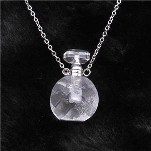 Clear Quartz Perfume Bottle Necklace, approx 15-20mm