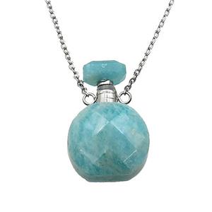 green Amazonite perfume bottle Necklace, approx 15-20mm