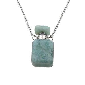 green Amazonite perfume bottle Necklace, approx 10-20mm