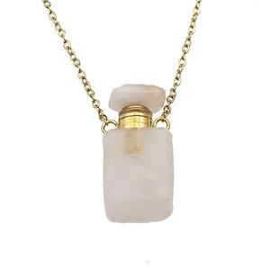 pink Rose Quartz perfume bottle Necklace, approx 10-20mm