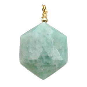 Green Amazonite Hexagon Pendant, approx 20mm