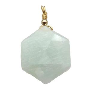 lt.Green Amazonite Hexagon Pendant, approx 20mm