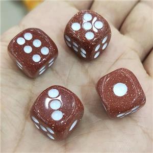 Gold SandStone Cube Dice, approx 15mm