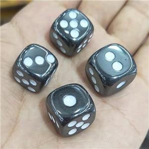 Black Hematite Cube Dice, approx 15mm