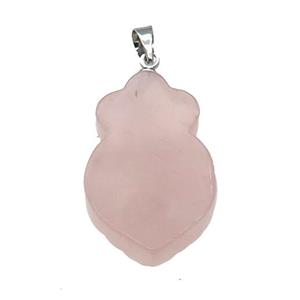 Rose Quartz Shield Pendant, approx 17-26mm