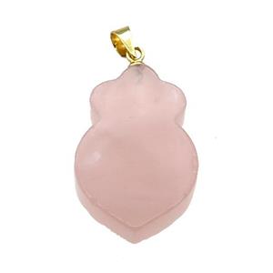 Pink Rose Quartz Shield Pendant, approx 17-26mm