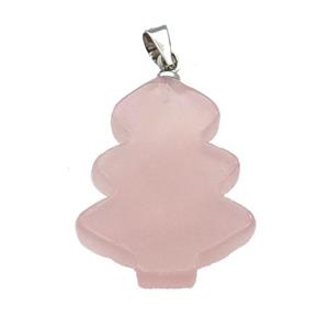 Rose Quartz Christmas Tree Pendant Pink, approx 19-24mm