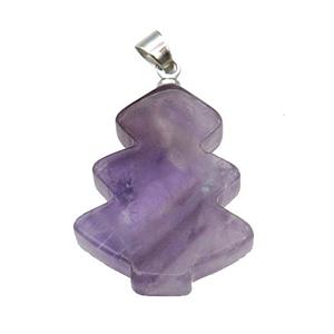 Purple Amethyst Christmas Tree Pendant, approx 19-24mm