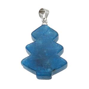 Blue Apatite Christmas Tree Pendant, approx 19-24mm