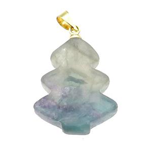 Multicolor Fluorite Christmas Tree Pendant, approx 19-24mm