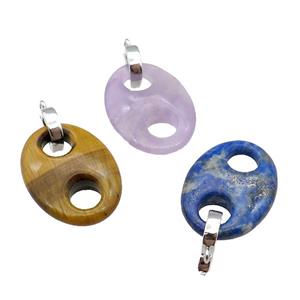 Mix Gemstone Pignose Pendant, approx 18-25mm