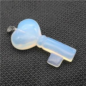 White Opalite Key Pendant, approx 22-40mm