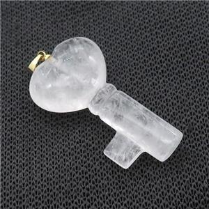 Clear Quartz Key Pendant, approx 22-40mm