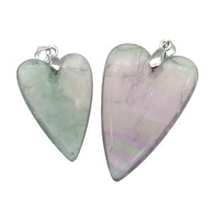 Multicolor Fluorite Heart Pendant, approx 20-30mm