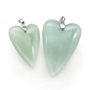 Green Aventurine Heart Pendant, approx 20-30mm