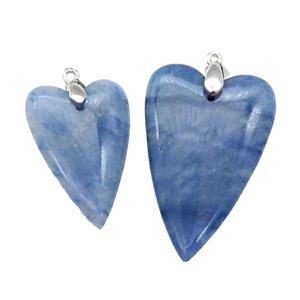 Blue Aventurine Heart Pendant, approx 25-40mm