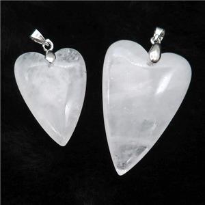 Clear Quartz Heart Pendant, approx 25-40mm