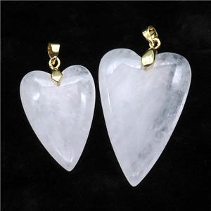 Clear Quartz Heart Pendant, approx 25-40mm