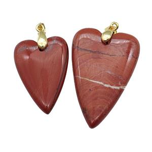 Red Jasper Heart Pendant, approx 25-40mm