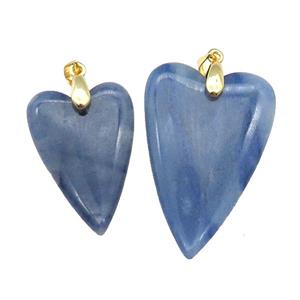 Blue Aventurine Heart Pendant, approx 20-30mm