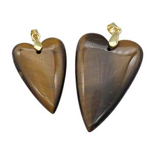 Yellow Tiger Eye Stone Heart Pendant, approx 20-30mm