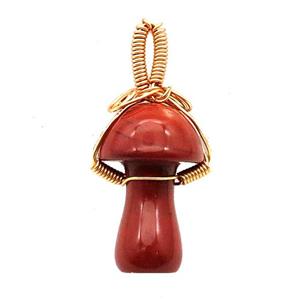 Red Jasper Mushroom Pendant Wire Wrapped, approx 18-28mm