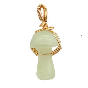 Dye Jade Mushroom Pendant Wire Wrapped, approx 18-28mm