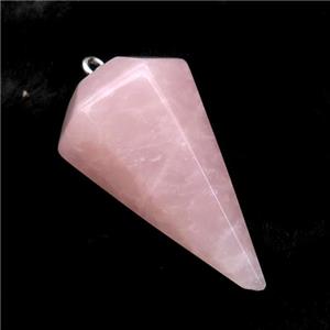 Pink Rose Quartz Pendulum Pendant, approx 17-38mm