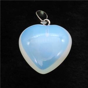 White Opalite Heart Pendant, approx 25mm