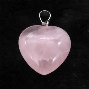 Pink Rose Quartz Heart Pendant, approx 25mm